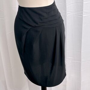 Zara Basic Women's Pencil Skirt, Front Pleat Detail, Side Zipper, Black, Size XL